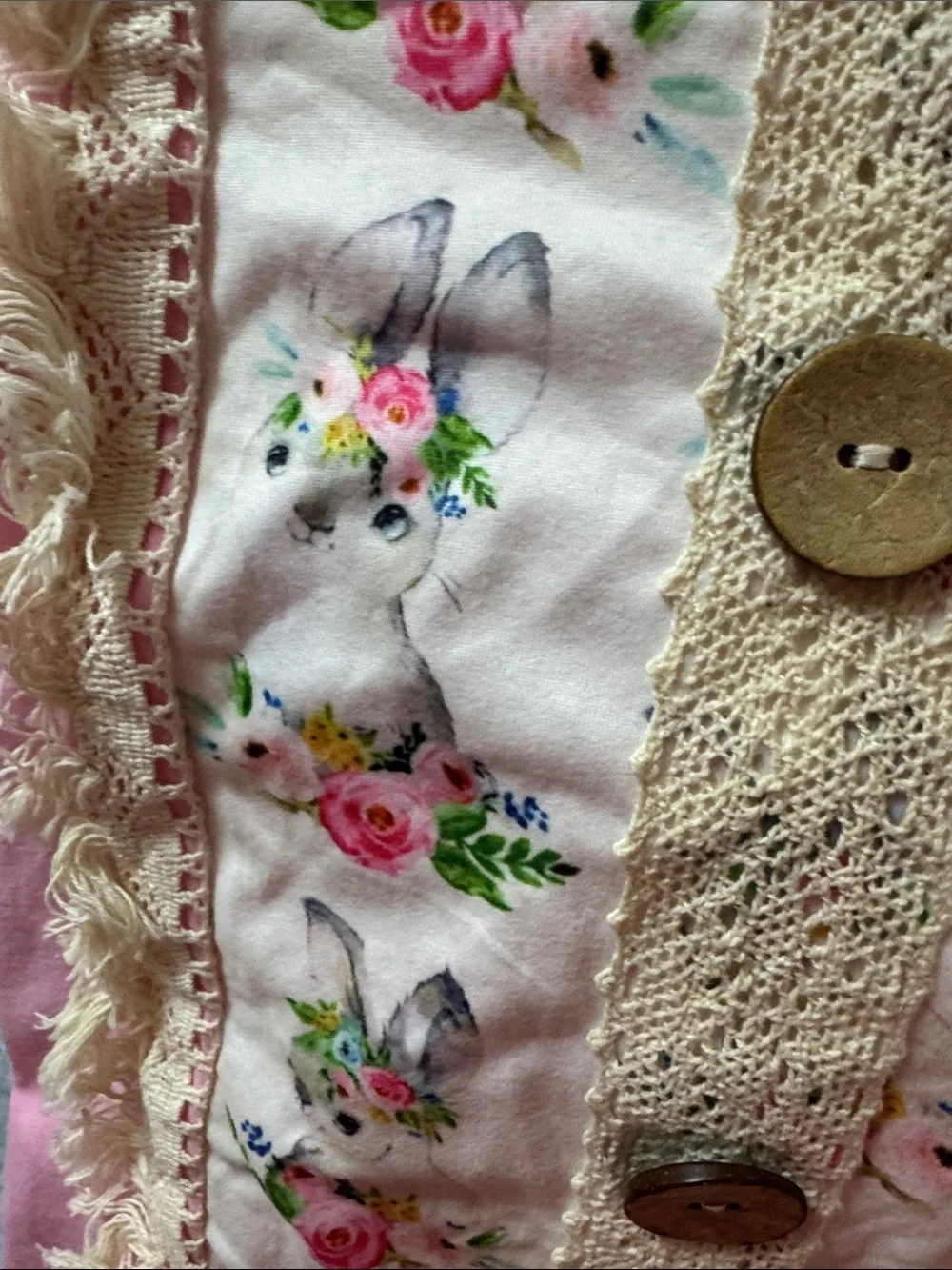 Made Kids Pink Floral Lace Ruffle Footed One-Piece